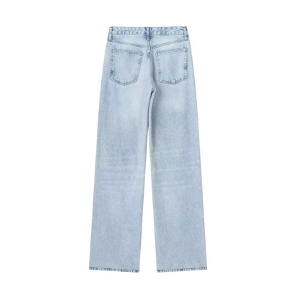 Women's Jeans High Waist Light Blue Size M Stretch Denim