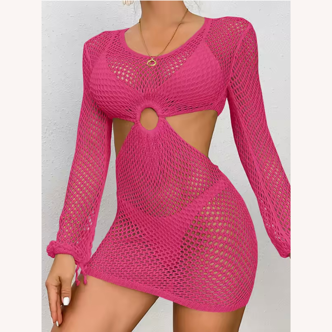 Robe de Plage Femme à Manches Longues Boho avec Détails en Crochet – Élégance Décontractée et Tissu Léger