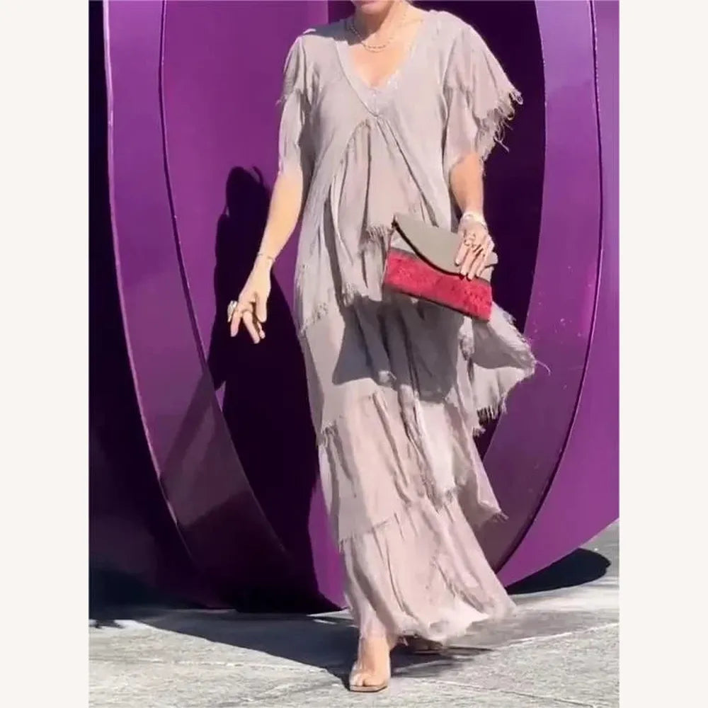 Variant image for Robe Longue Élégante Femme à Encolure en V – Idéale pour Événements et Été, Robe de Soirée Longue en Tissu Respirant-13