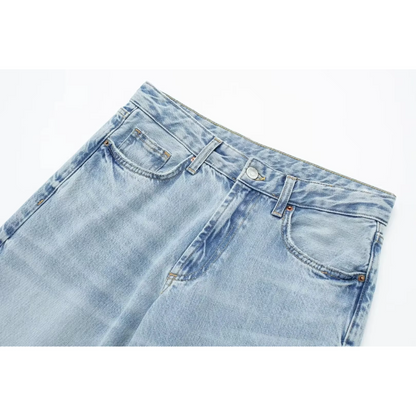 Women's Jeans High Waist Light Blue Size M Stretch Denim