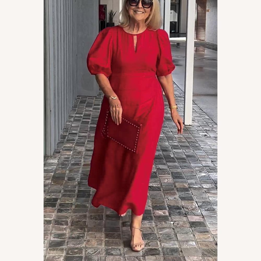 Robe Longue Femme en Coton et Lin – Élégante et Confortable pour l'Été, Coupe Fluide, Idéale pour Toutes Occasions