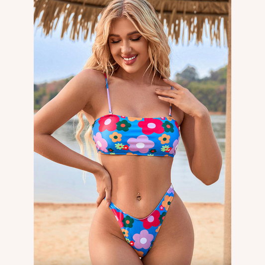 Women's Full Coverage Sling Swimsuit – Chic Boho Floral Design for Summer