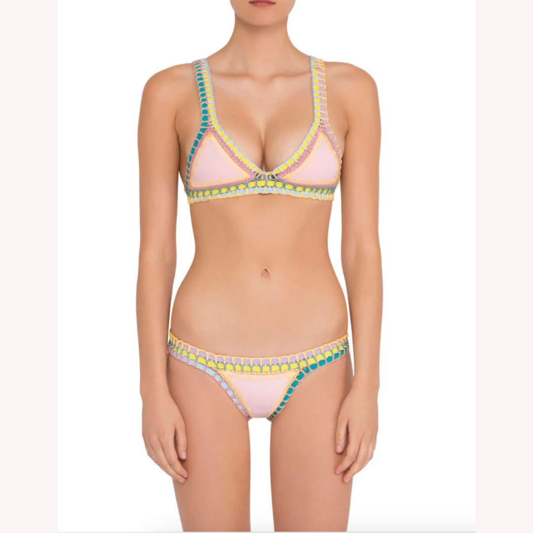 Ensemble de Maillot de Bain Femme en Bikini Triché à la Main – Style Boho Chic, Imprimé Unique en Polyester Premium