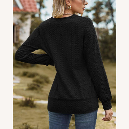 Women's Textured Knit Sweater with Square Neck and Long Sleeves – Chic and Comfortable for a Casual Style