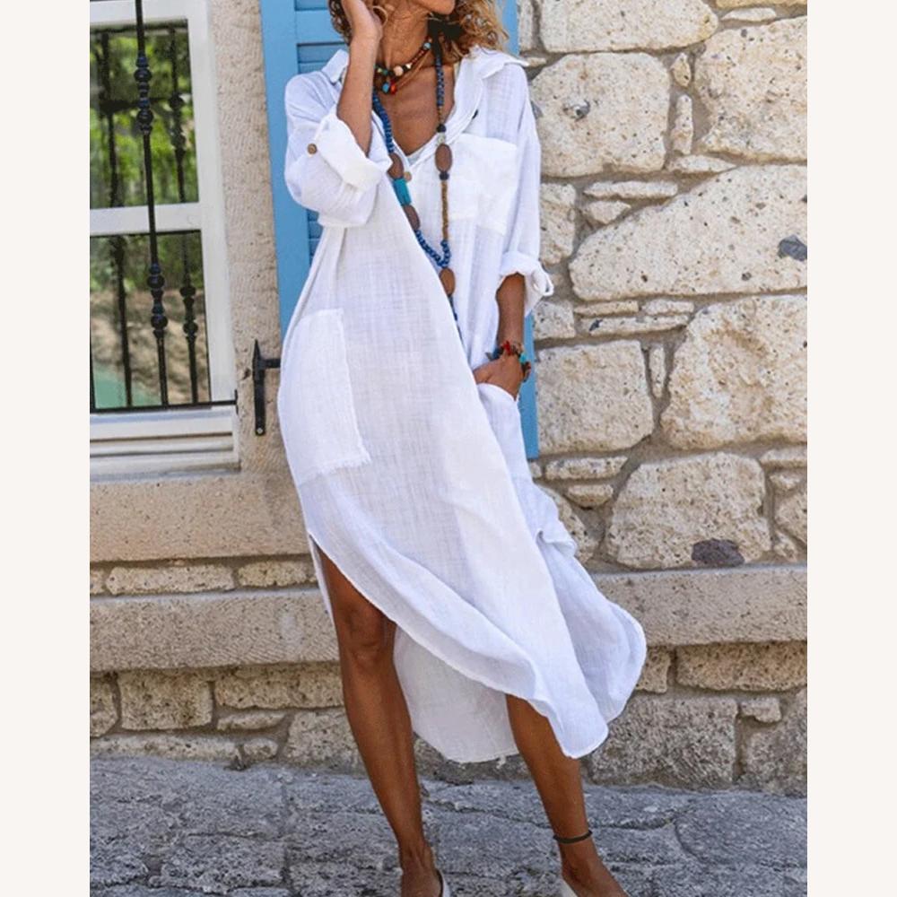 Casual Shirt Dress for Women in Soft Fabric with Pockets - Structured and Elegant Cut