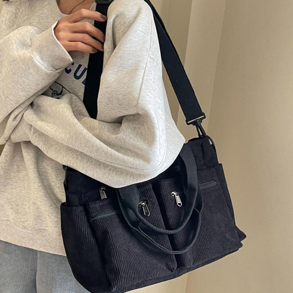 Sac à Bandoulière en Velours Souple pour Femmes – Grande Capacité, Poches Pratiques, Design Multifonctionnel, Idéal pour Sorties et Voyages