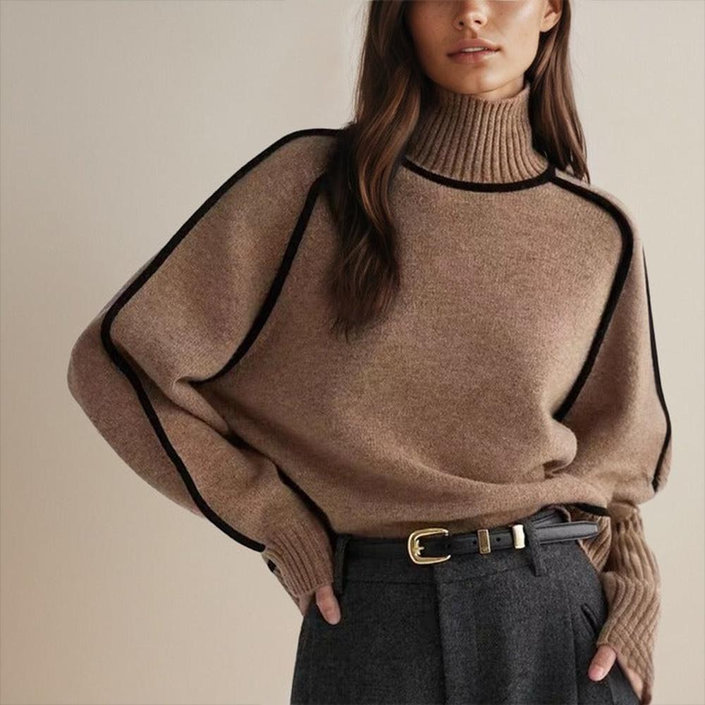 Pull de Noël Femme Col Roulé Oversize en Maille Douce – Confort et Élégance pour l'Hiver