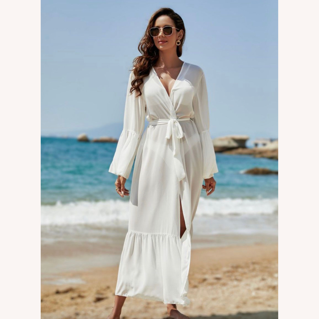 Cardigan Boho-Chic en Mousseline Légère avec Manches de Cloche – Élégance et Protection Solaire pour Femme