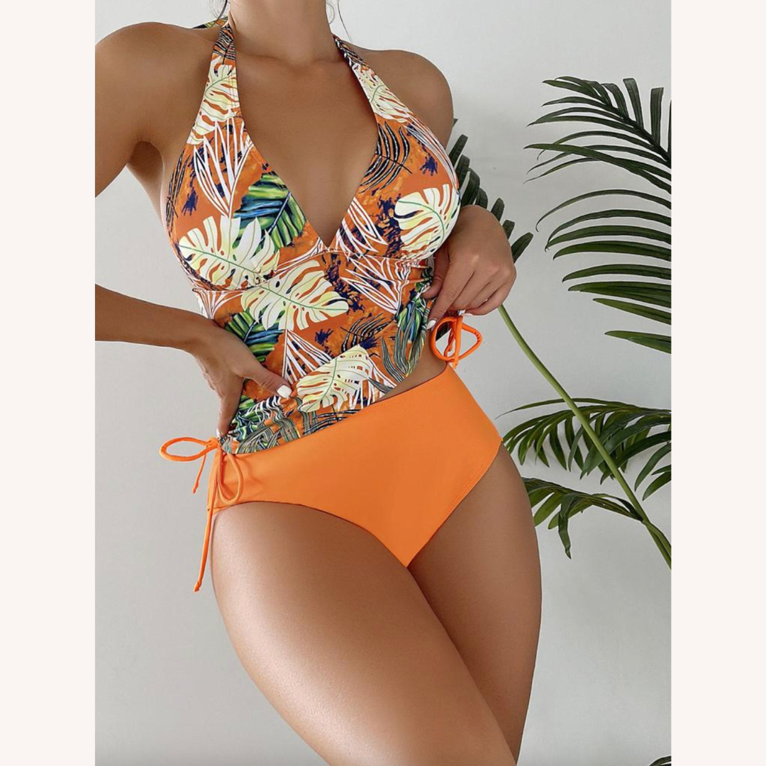 Bikini Tropical à Lacets Femme – Maillot de Bain Boho Élégant avec Détails Séduisants et Tissu à Séchage Rapide