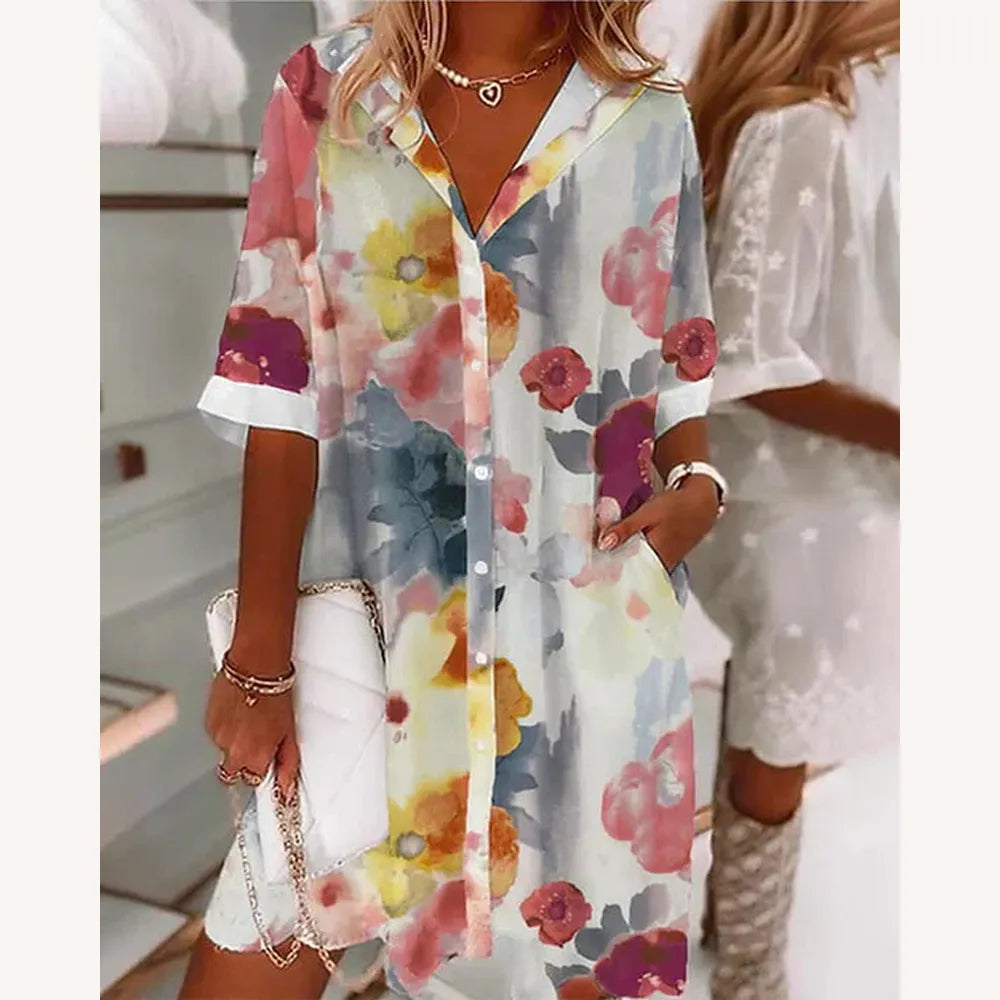 Robe Longue Femme Ample à Manches Mi-Longues en Coton Léger pour un Confort Estival