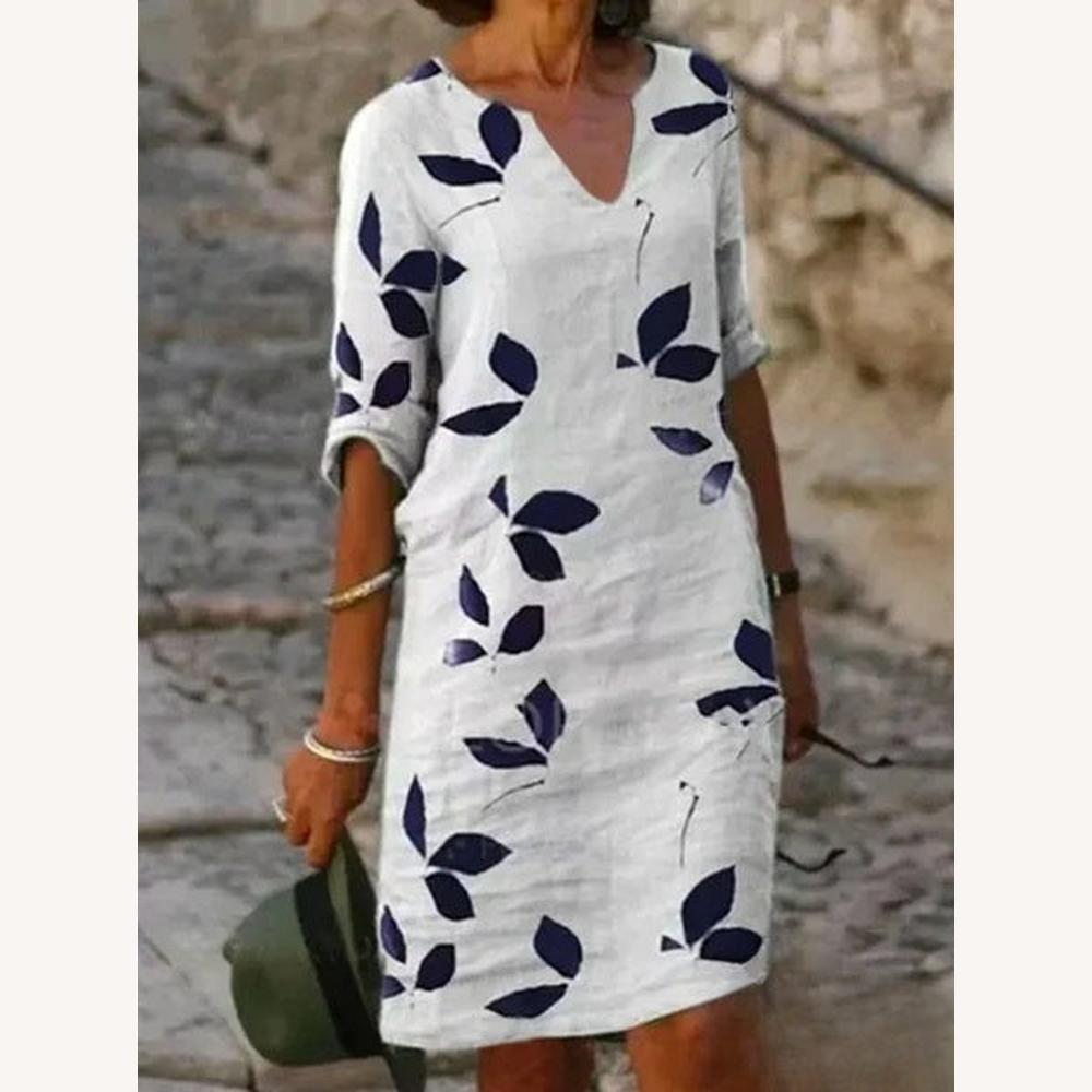 Robe Longue Femme à Demi-Manches Imprimée Fleurie – Élégante et Confortable en Coton