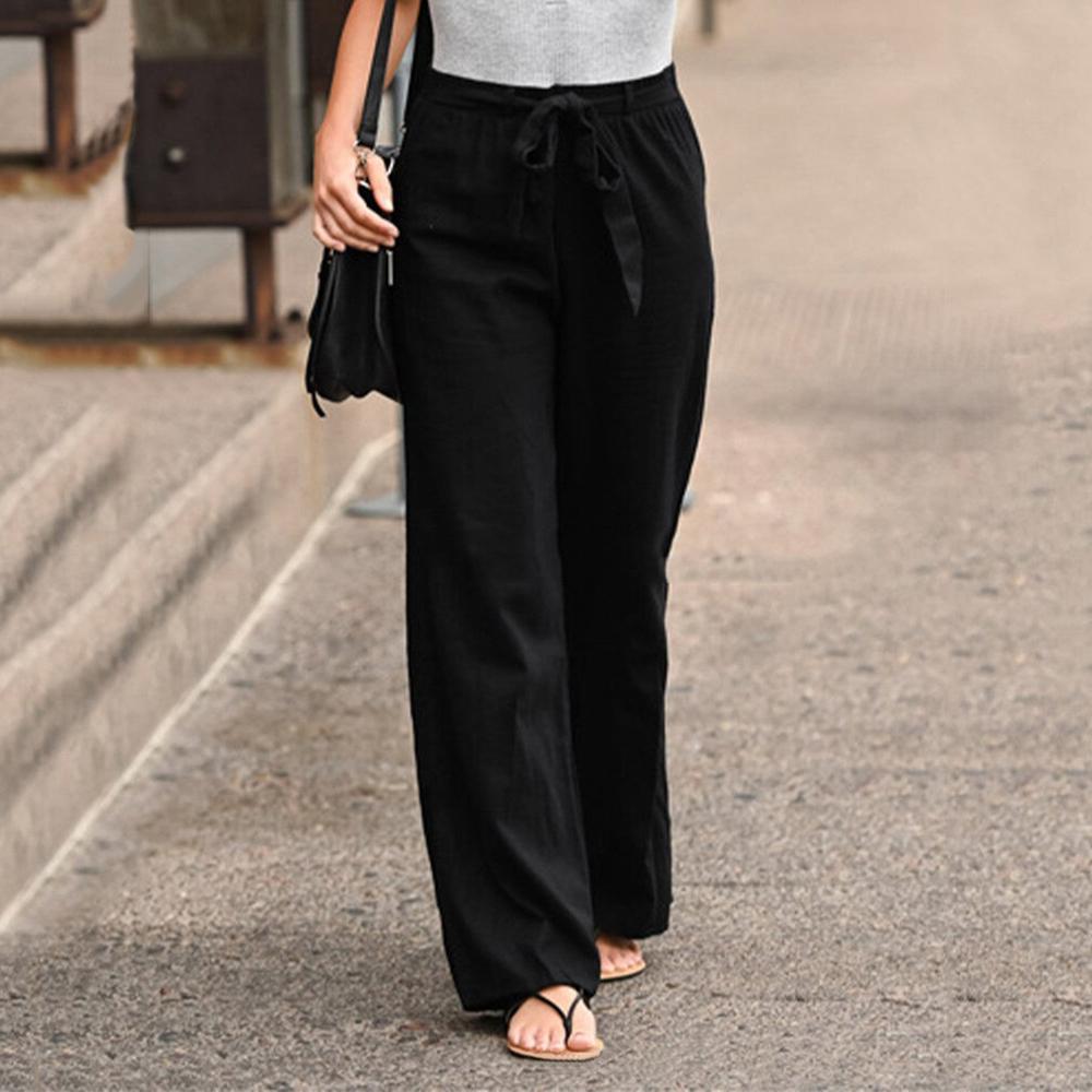 Women's Fluid Linen Pants - Classic Elegance and Optimal Comfort for Hot Days