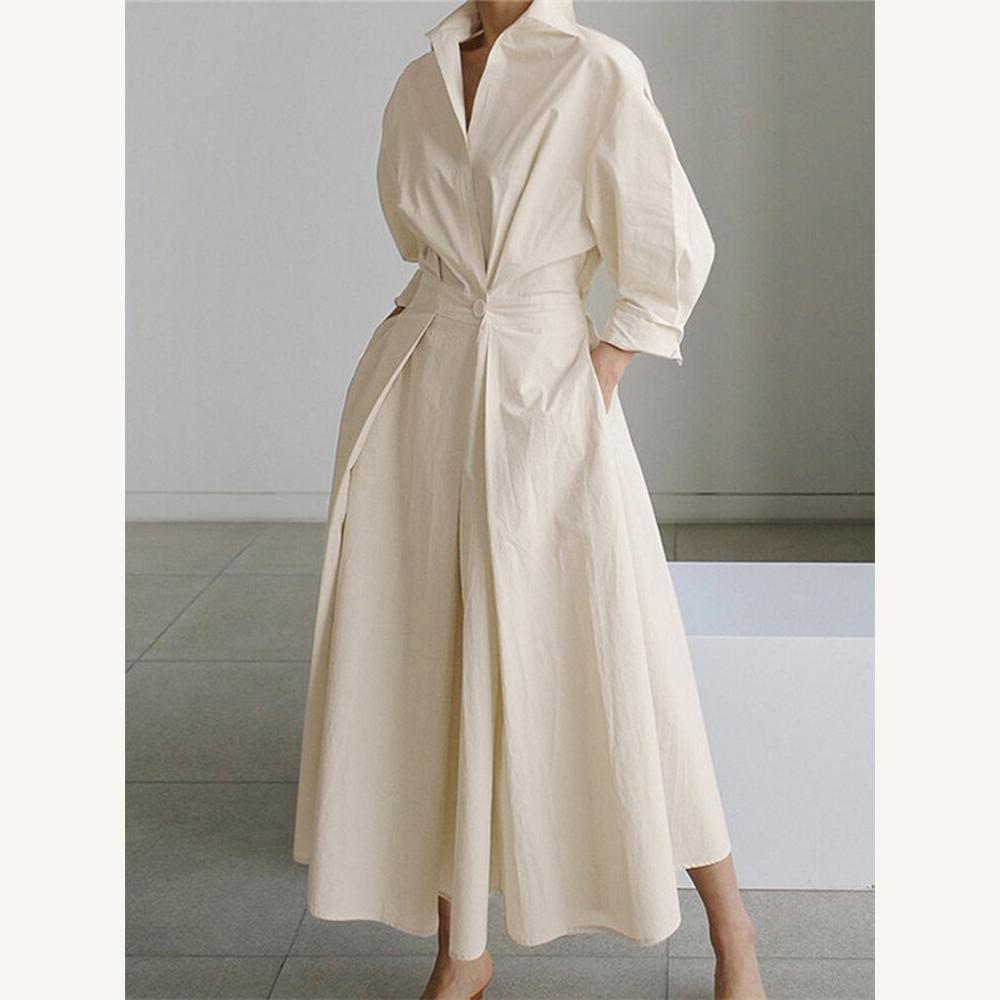 Robe Longue Femme Élégante Noire d'Été avec Poches et Manches Longues – Tissu Léger et Confortable
