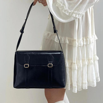 Vintage PU Leather Handbag for Women with Adjustable Shoulder Strap – 29cm x 20cm x 8cm, Elegant and Practical