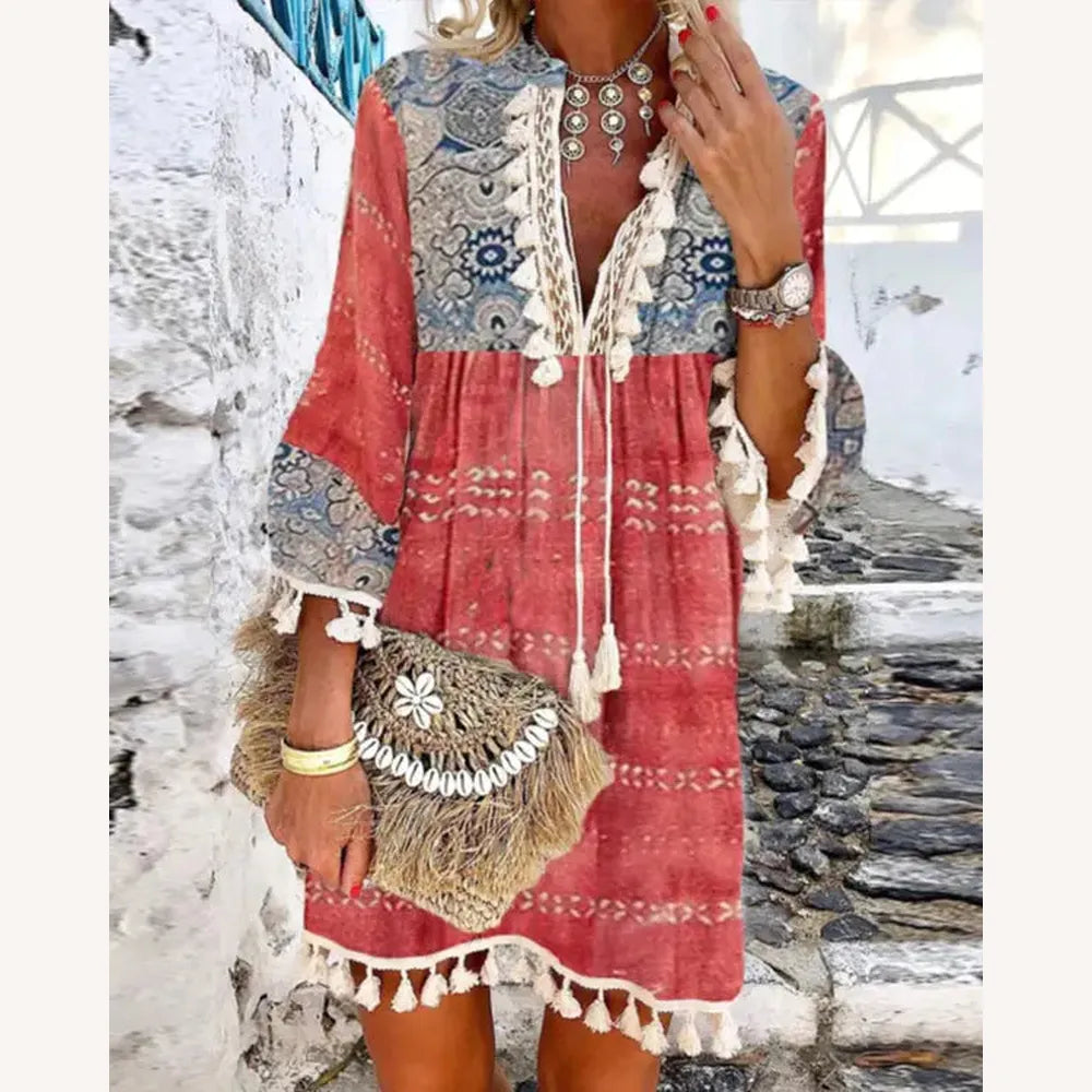 Robe d'Été Femme Longue Chic avec Détails Brodés et Coupe Fluide – Élégance Estivale