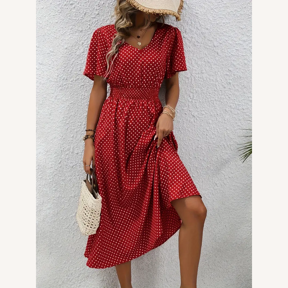 Women's Casual Short Sleeve Dress with Ruched Waist and Colorful Print – Soft and Breathable Fabric