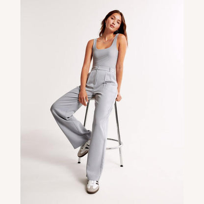 Women's Black Pants Size M Polyester Wide Leg