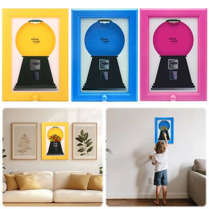 2-in-1 Candy Dispenser and Picture Frame, Wall-Mounted Snack Organizer with Elegant Design for Home Decor