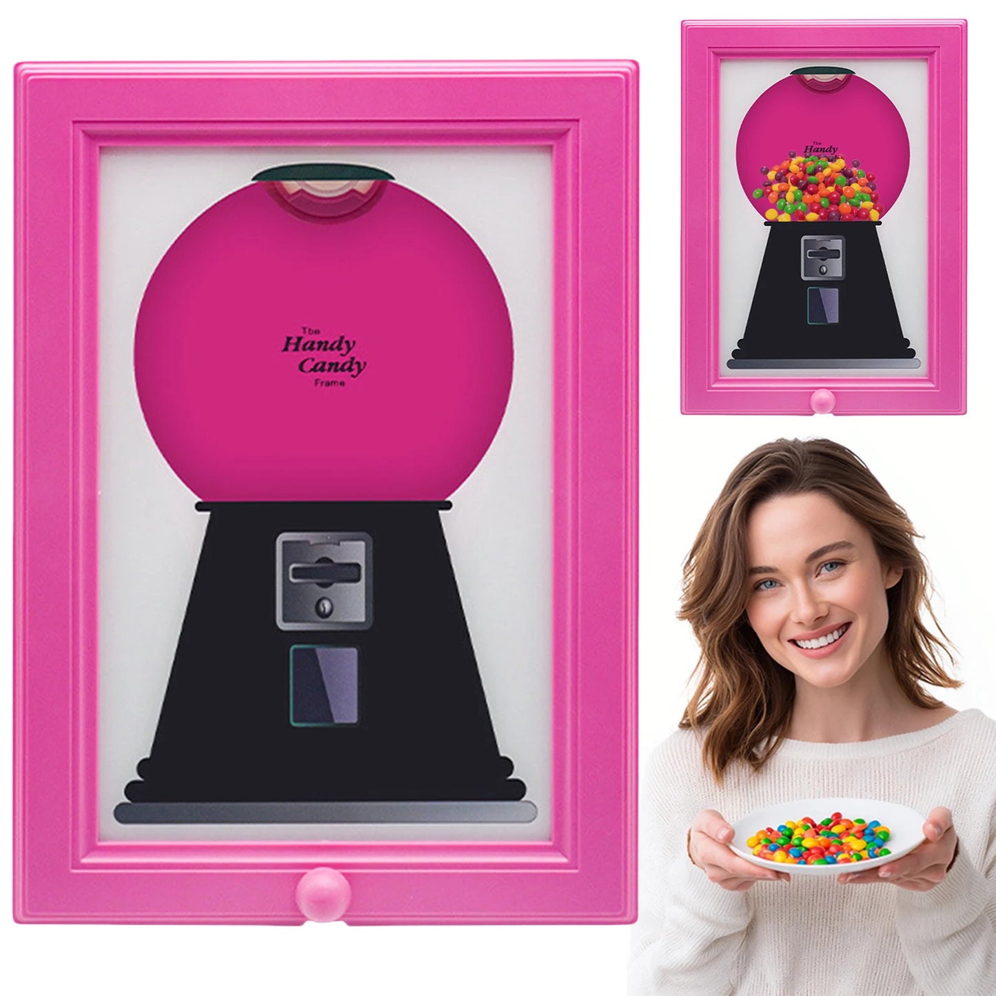 2-in-1 Candy Dispenser and Picture Frame, Wall-Mounted Snack Organizer with Elegant Design for Home Decor