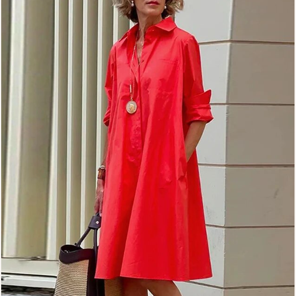 Robe Femme Chemise Unie en Denim de Haute Qualité – Élégance, Confort et Coupe Flatteuse