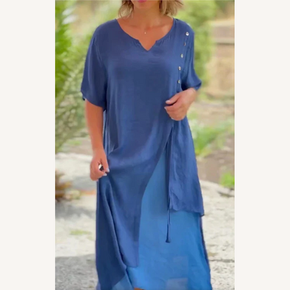 Women's Long Summer Dress in Cotton and Linen Chic – Fluid and Comfortable Style for Hot Days