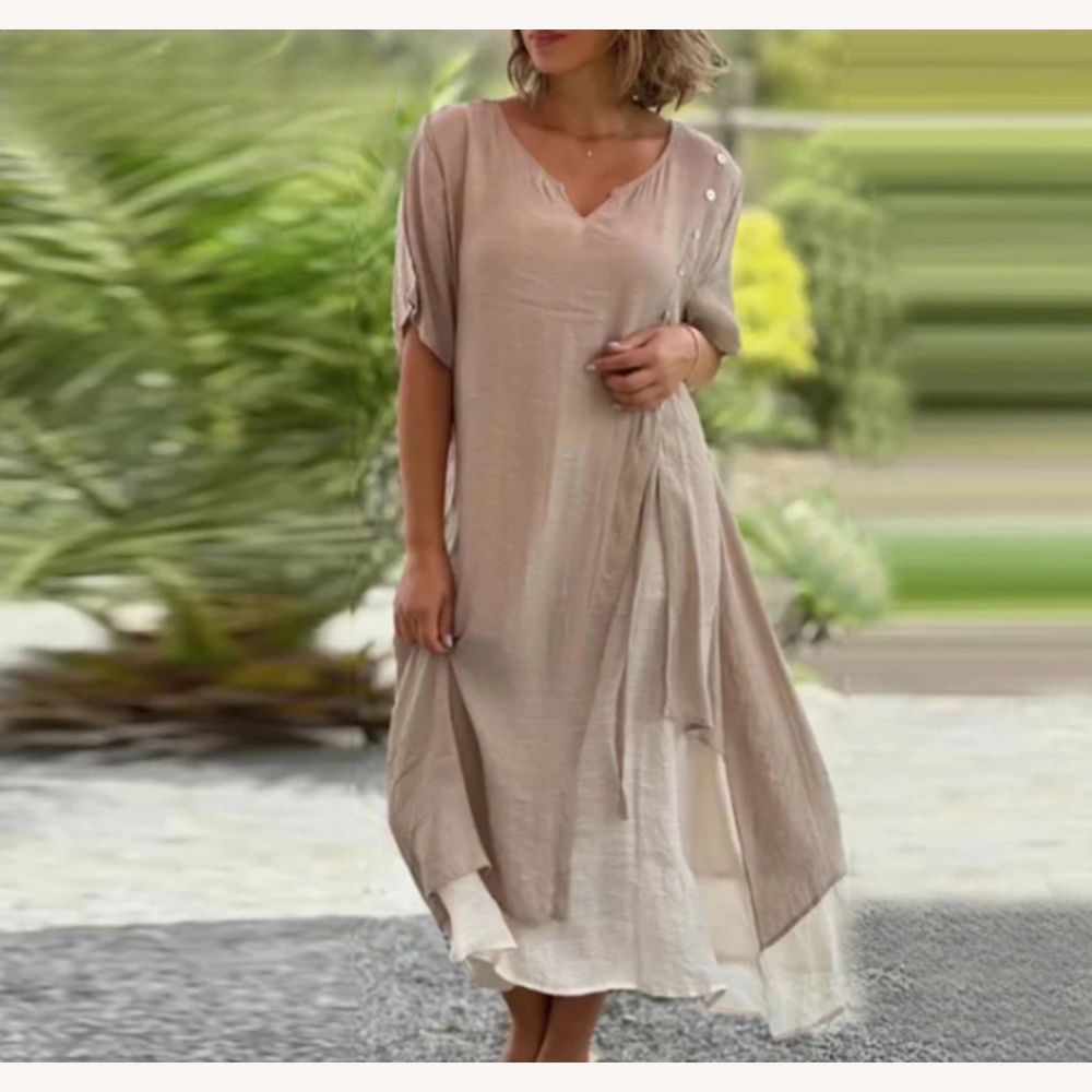 Robe d'Été Femme Longue en Coton et Lin Chic – Style Fluide et Confortable pour Jours Chauds