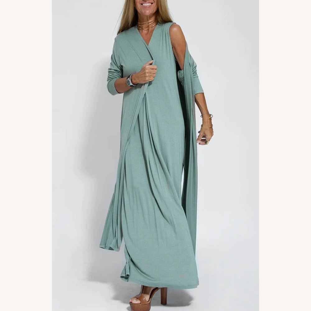 Robe Longue Femme Amincissante en Tissu Galbant – Élégance et Confort pour Toutes les Occasions
