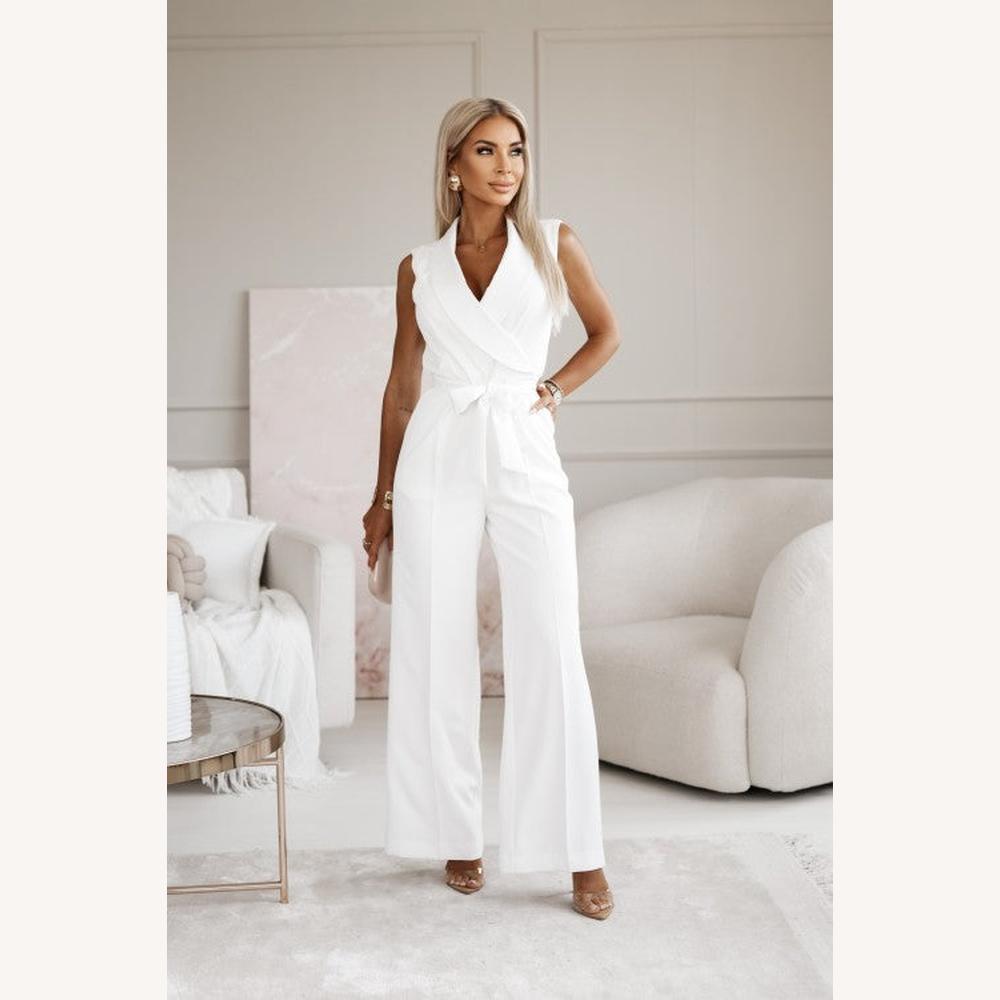 Chic Women's Jumpsuit with Wide Legs and Belt – Elegant and Sophisticated for All Occasions