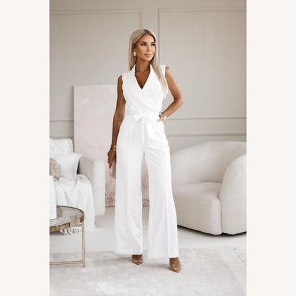 Chic Women's Jumpsuit with Wide Legs and Belt – Elegant and Sophisticated for All Occasions