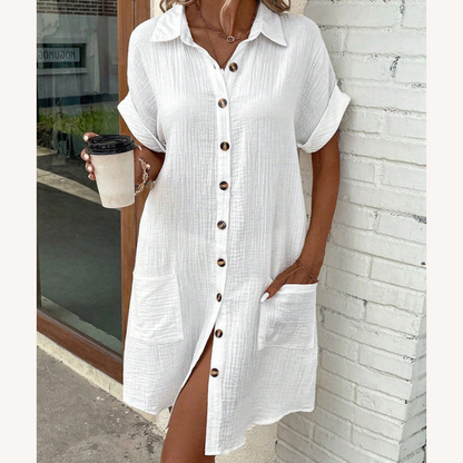 Women's Long Chic Summer Dress in Lightweight Cotton with Adjustable Straps - Ideal for Summer