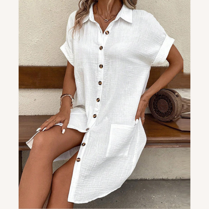 Women's Long Chic Summer Dress in Lightweight Cotton with Adjustable Straps - Ideal for Summer