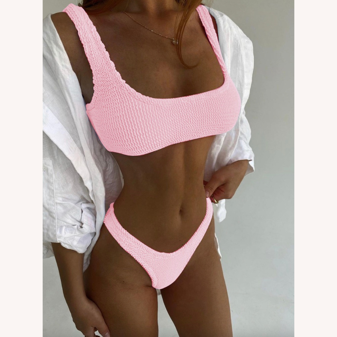 Ensemble de Bikini Push-Up Femme – Maillot de Bain Élégant en Polyester et Nylon, Coupe Brésilienne, Idéal Plage et Piscine