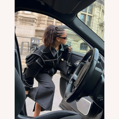 Women's Oversized Bomber Jacket Red Size M Vegan Faux Leather