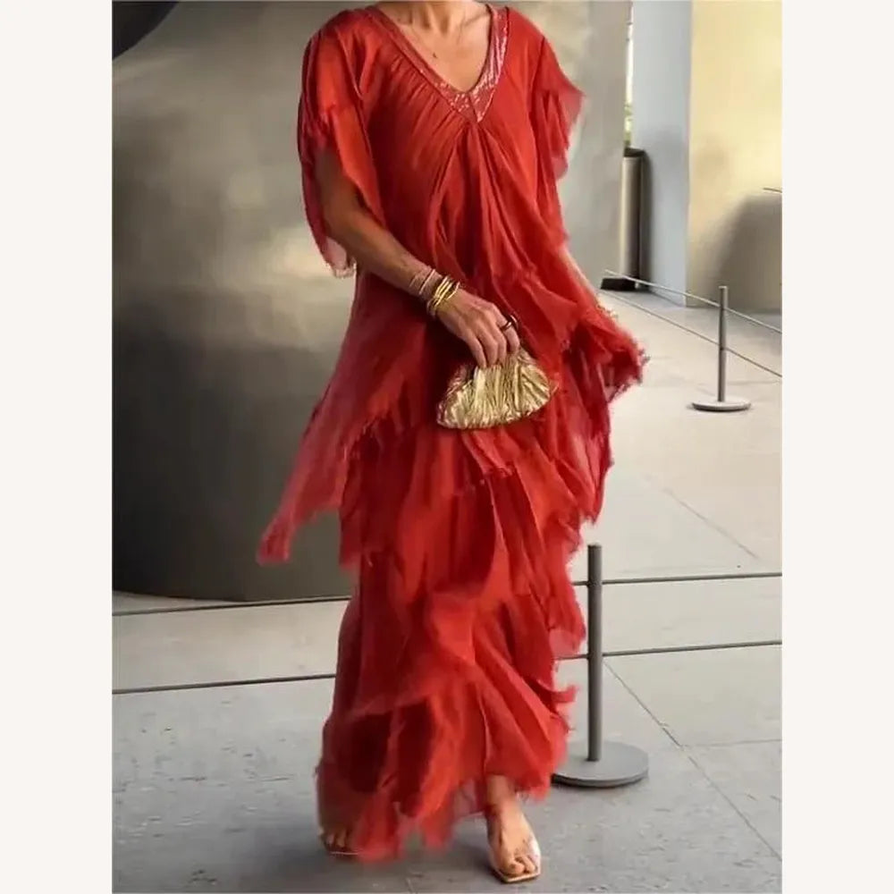 Variant image for Robe Longue Élégante Femme à Encolure en V – Idéale pour Événements et Été, Robe de Soirée Longue en Tissu Respirant-25