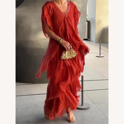 Variant image for Robe Longue Élégante Femme à Encolure en V – Idéale pour Événements et Été, Robe de Soirée Longue en Tissu Respirant-25