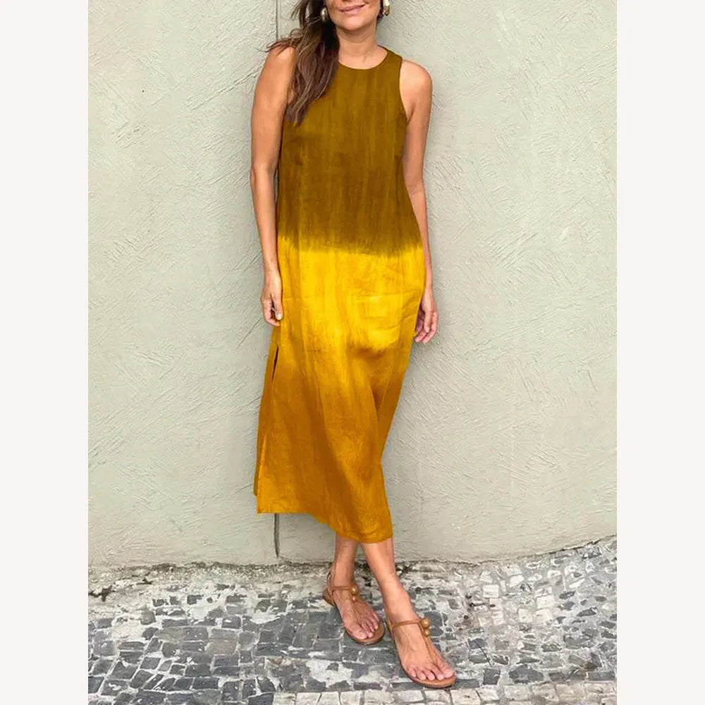 Robe d'Été Femme Longue et Chic, Sans Manches, Légère en Coton – Élégante et Confortable pour l'Été