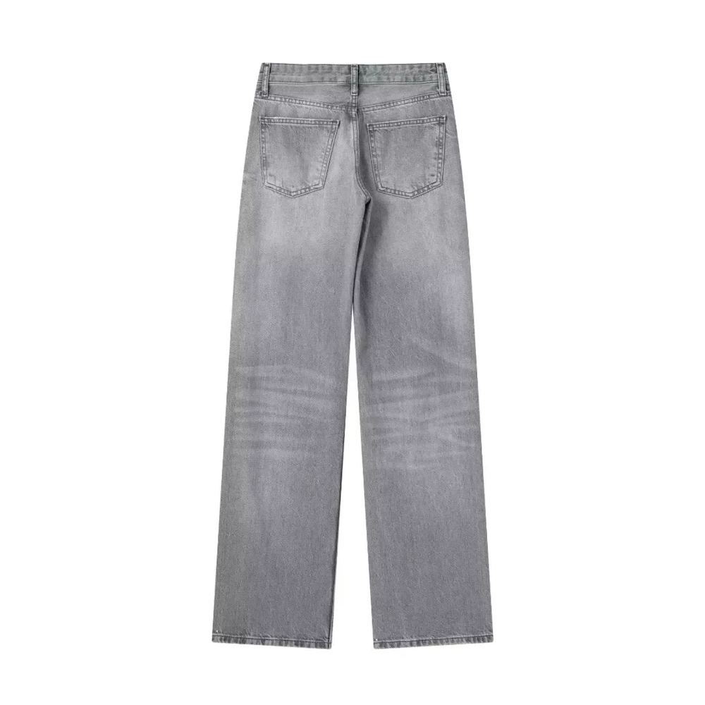 Jean Femme Taille Haute Gris Taille M Denim Stretch