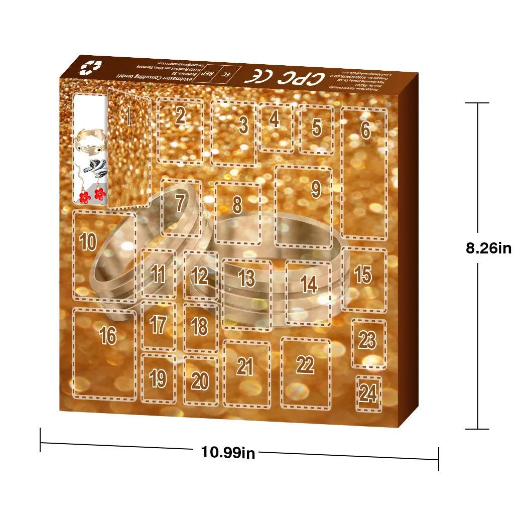 24-Day Christmas Countdown Calendar – Elegant Gold Advent Calendar for Festive Decor