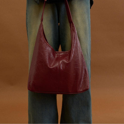 Women's Vegan Leather Shoulder Bag, Semi-Circular Design for 13-inch Macbook, Elegant and Practical