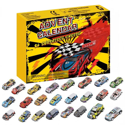 24PCS Christmas Advent Calendar Race Car Countdown Set for Kids – Fun Holiday Decoration and Gift