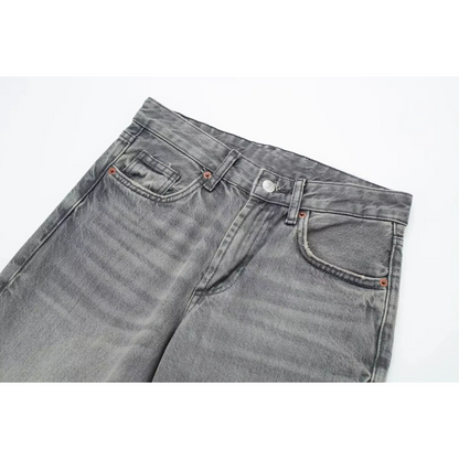 Women's High Waist Jeans Gray Size M Stretch Denim