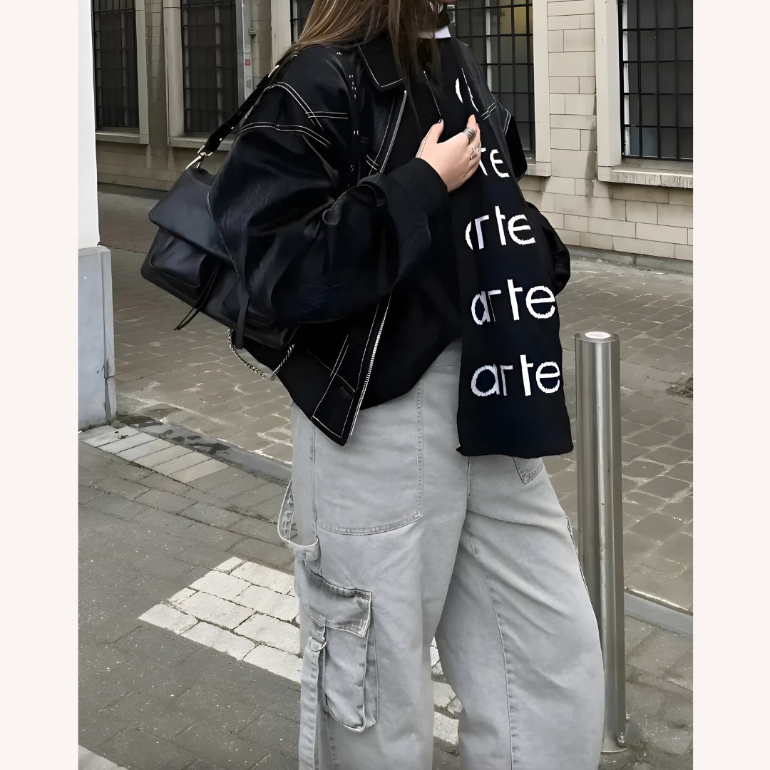 Women's Oversized Bomber Jacket Red Size M Vegan Faux Leather