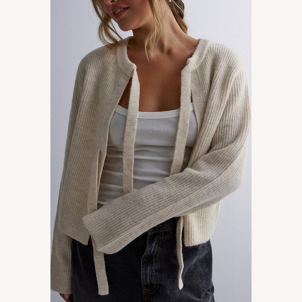 Women's Ribbed Knit Cardigan – Open Style, Optimal Comfort, Available in S, M, L