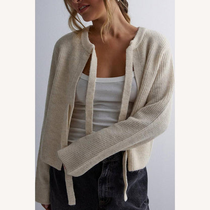 Women's Ribbed Knit Cardigan – Open Style, Optimal Comfort, Available in S, M, L