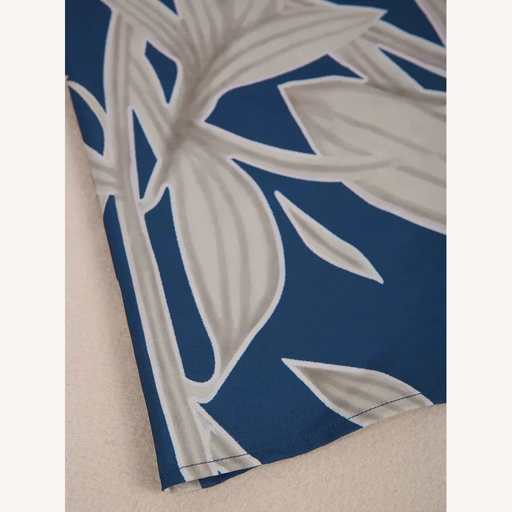 Robe Longue Femme Plissée Bleu Cobalt avec Col en V et Épaules Froides - Élégance Décontractée