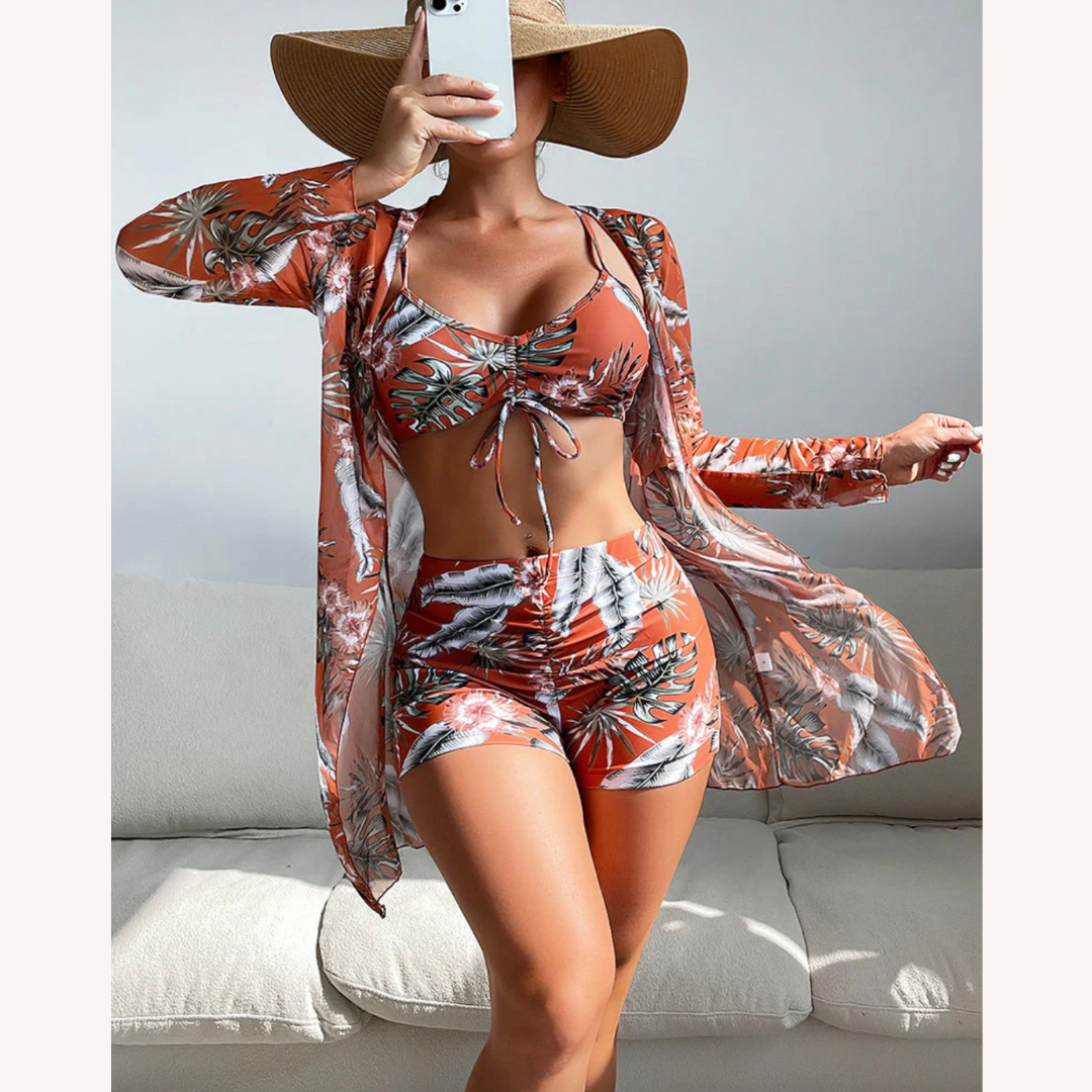 Ensemble de Maillot de Bain Femme Taille Haute avec Haut Raffiné et Bas Coordonné – Confort et Élégance