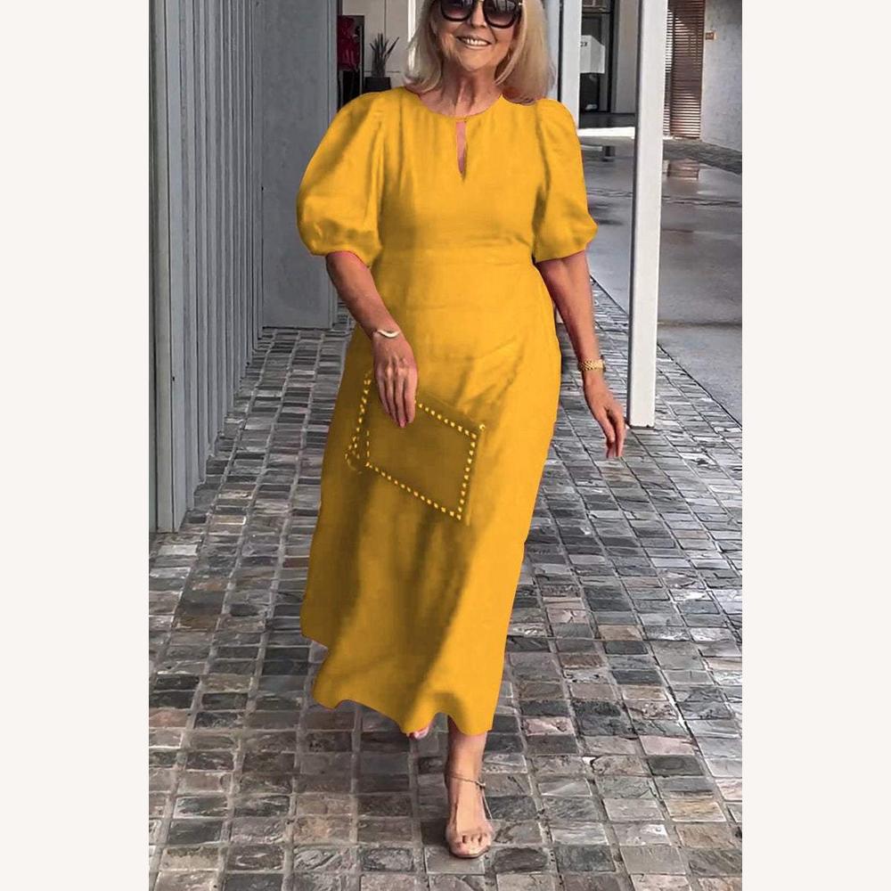 Robe Longue Femme en Coton et Lin – Élégante et Confortable pour l'Été, Coupe Fluide, Idéale pour Toutes Occasions