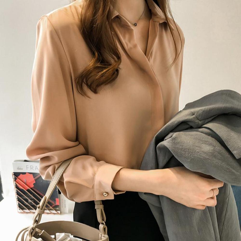 Chemise Blanche Femme Classique à Manches Longues en Polyester – Élégante et Chic pour le Bureau