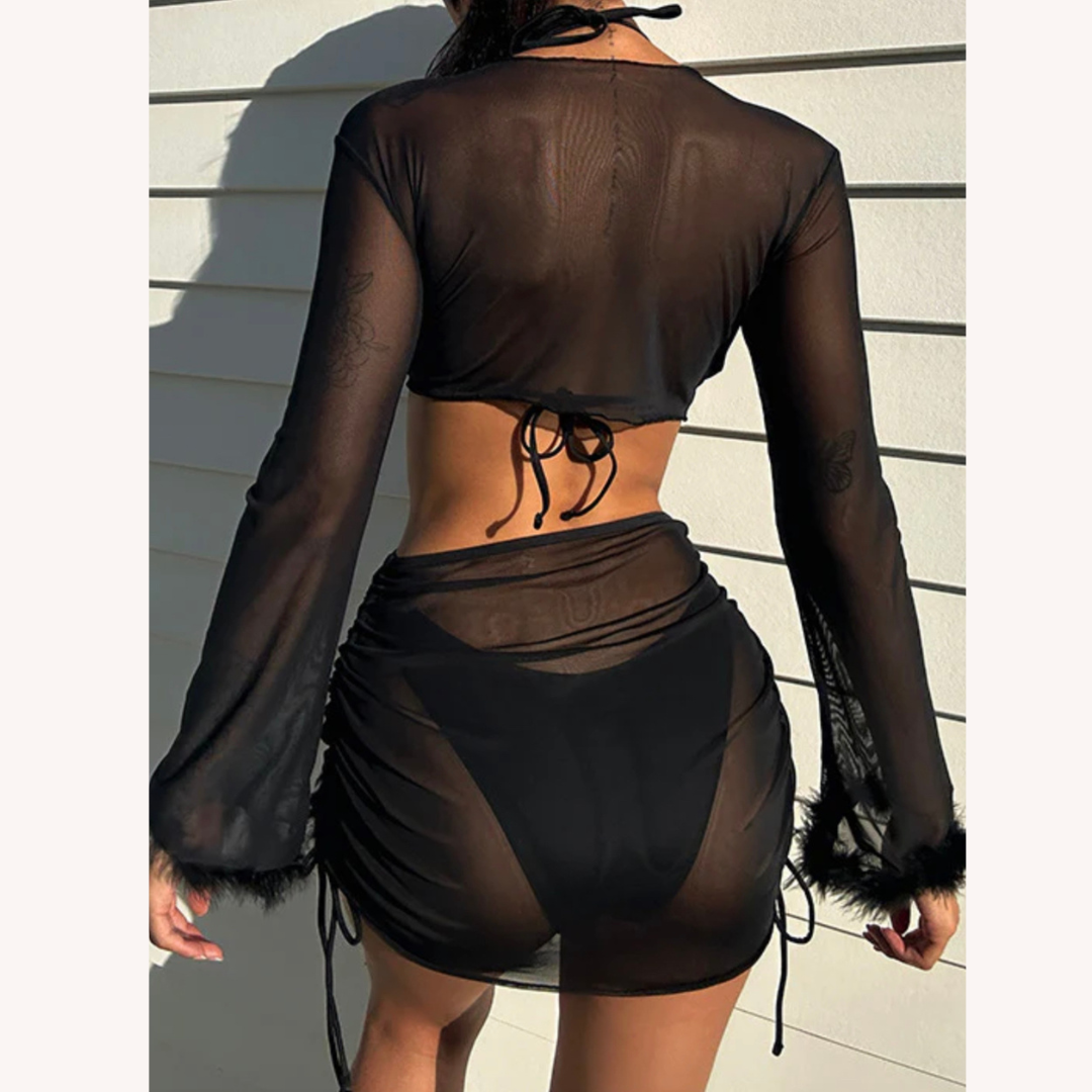 Women's Boho Swimsuit with Halter Top and Bikini Bottom – Elegant and Comfortable for the Beach