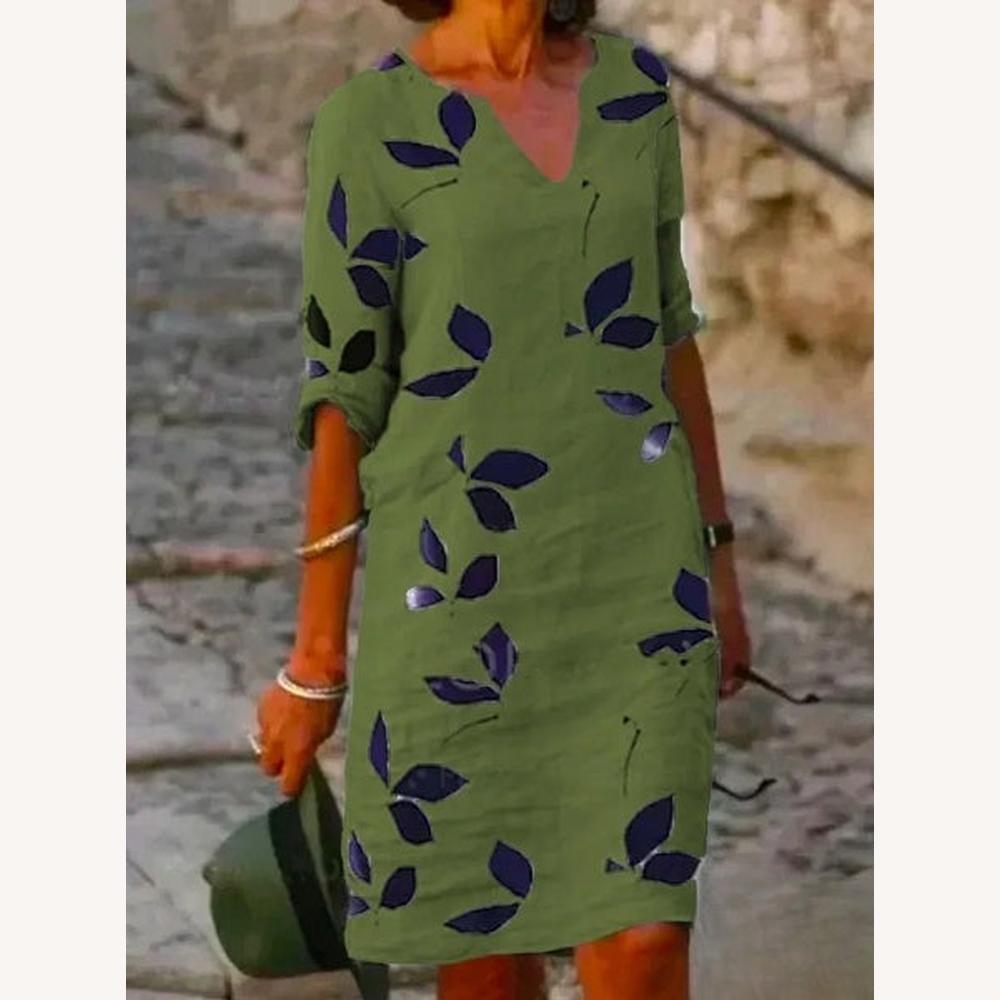 Robe Longue Femme à Demi-Manches Imprimée Fleurie – Élégante et Confortable en Coton